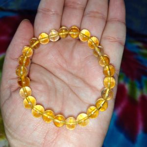 Natural Citrine Crystal Bracelet, Unisex Adult Natural Semi Precious, Stone Bracelet, Crystal Stone Beads Bracelet Round Shape for Reiki Healing | Crystal Healing | Chakra Stones