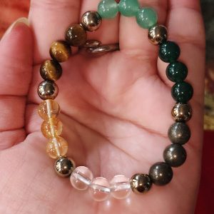Dhan Yog Bracelet | Attracts Wealth & Financial Prosperity | Pyrite, Citrine, Tiger's Eye, Clear Quartz & Aventurine bracelet | Dhanyog Bracelet for Men & Women | Certificate of Authenticity