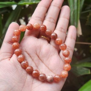 Peach Moonstone Natural Crystal Bracelet | Lab Certified | Premium Stretchable Band Bracelet for Healing Meditation and Manifestation